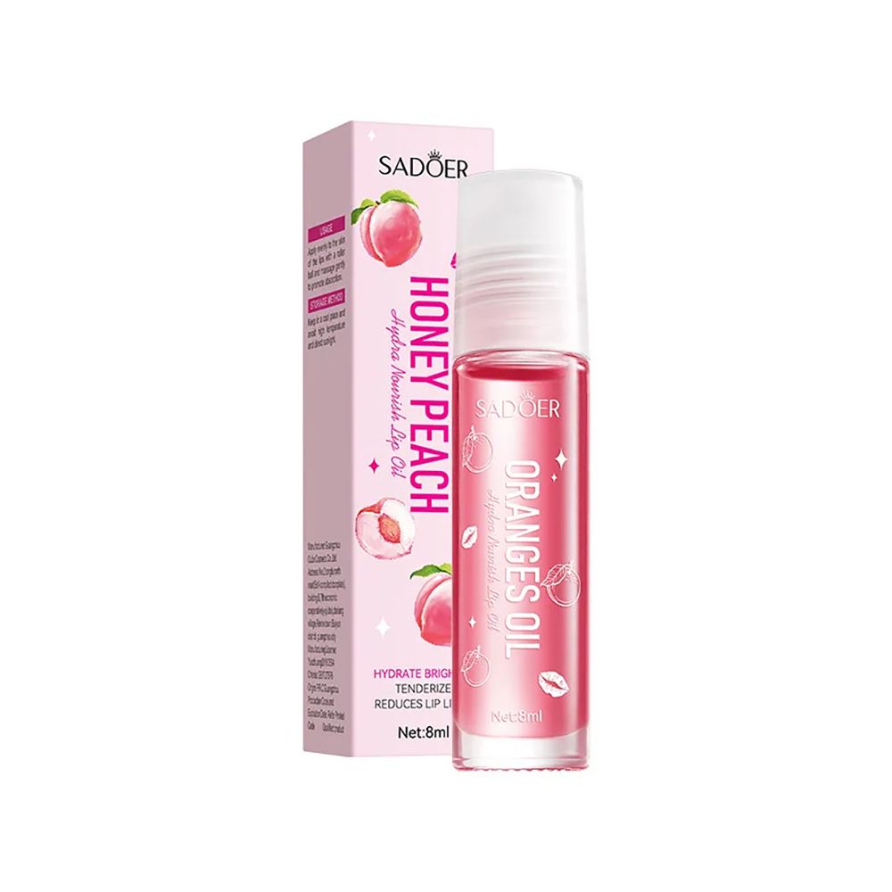 Sadoer Peach Lip Oil, Hydrating & Nourishing, Reduces Lip Lines, 8ml, SD38478