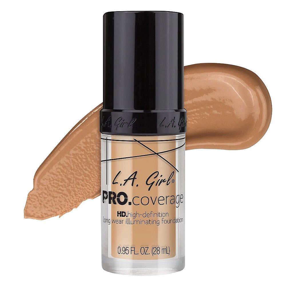 L.A. Girl Pro Coverage HD Long Wear Illuminating Liquid Foundation, 28ml,  GLM644 Natural