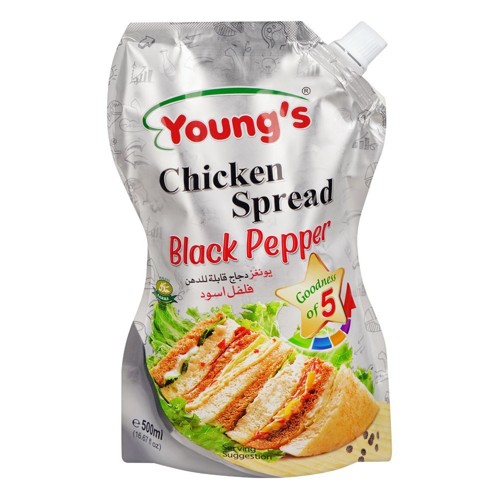 Young's Black Pepper Chicken Spread, 500ml Pouch