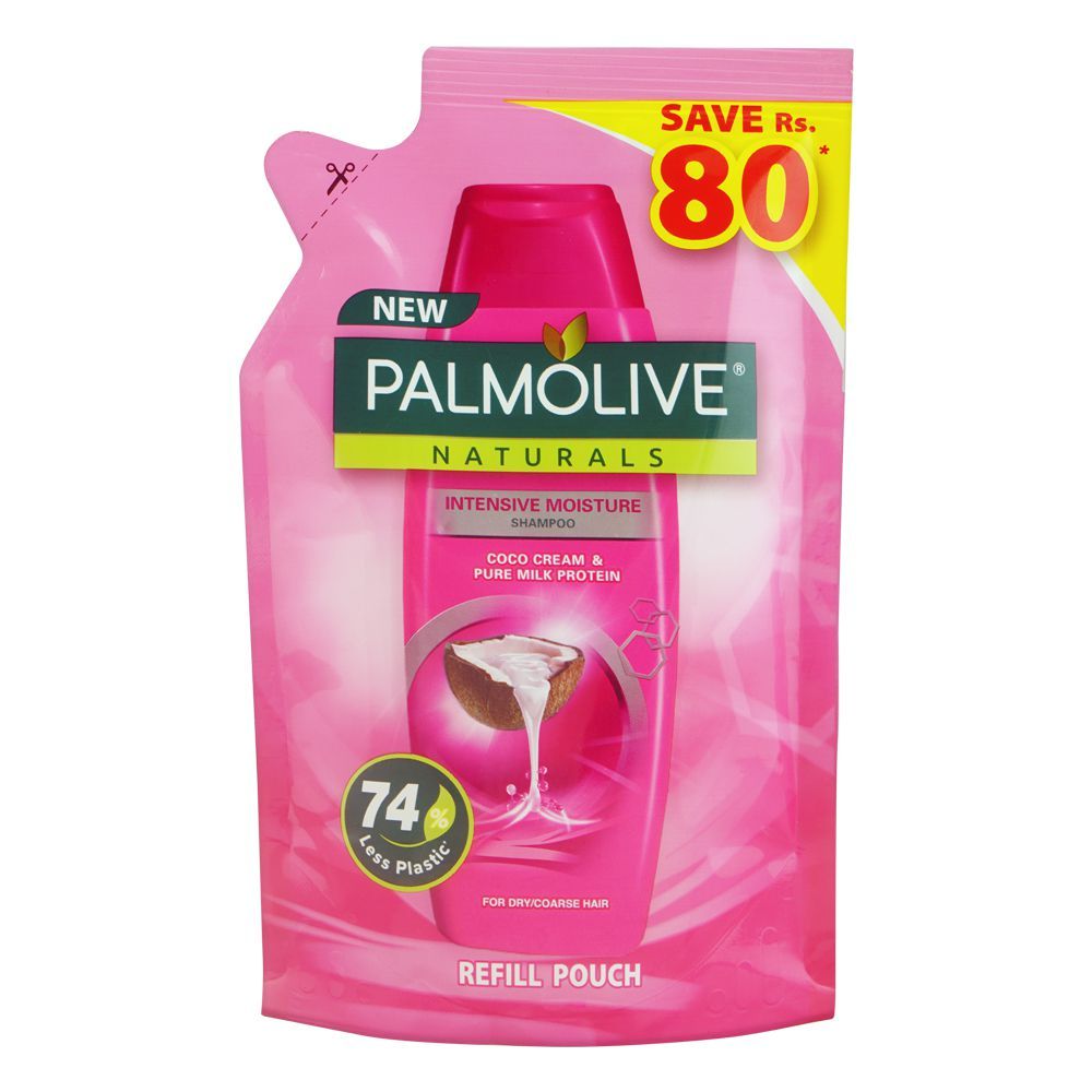 Palmolive Naturals Intensive Moisture Shampoo, For Dry/Coarse Hair, 180ml Refill Pouch Save Rs.80/