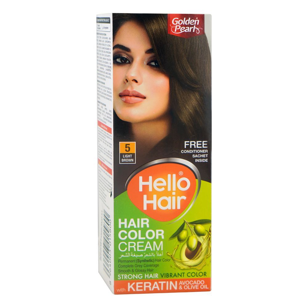 Golden Pearl Hello Hair - Hair Color/Dye Cream, 5 Light Brown