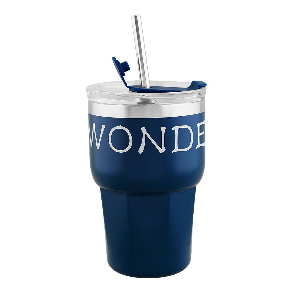 Stainless Steel Insulated Mini Travel Coffee Tumbler with Straw, 600ml, Dark Blue, (80073/CY-0702) 0001250