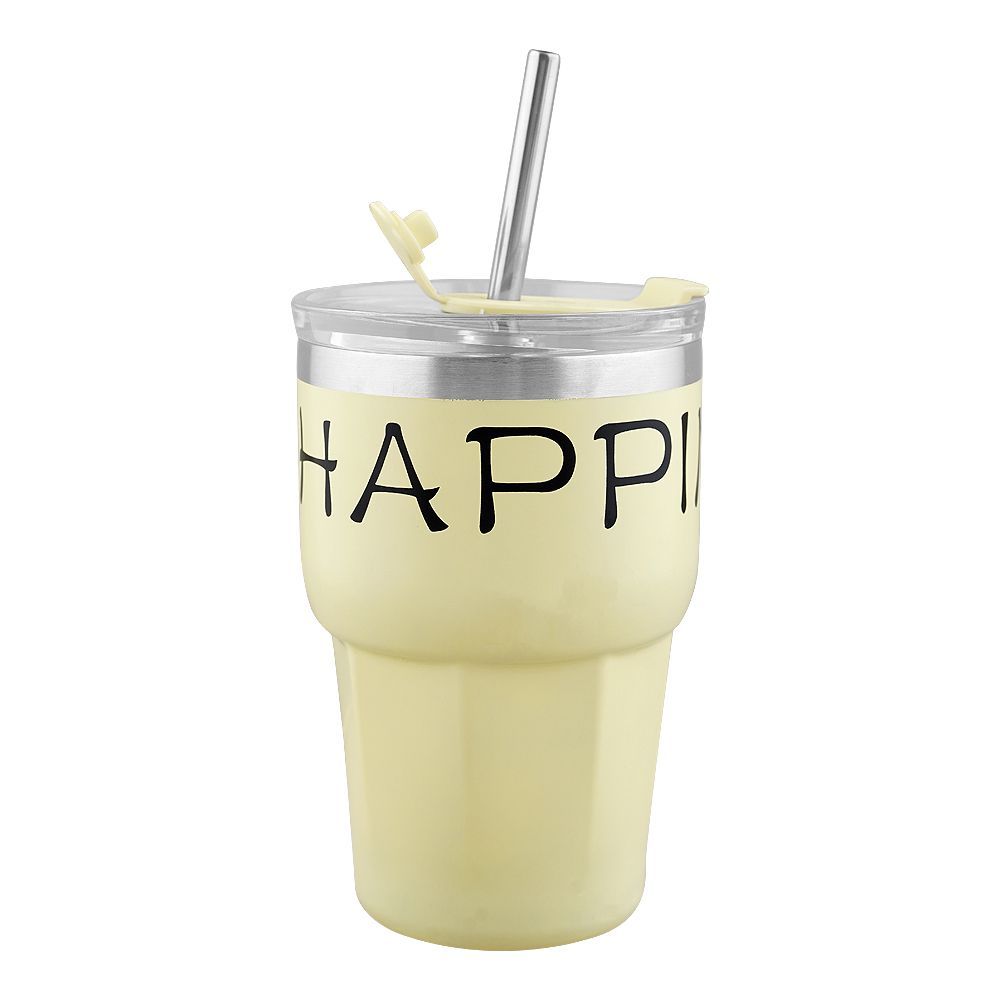 Stainless Steel Insulated Mini Travel Coffee Tumbler with Straw, 600ml, White, (80073/CY-0702) 0001250