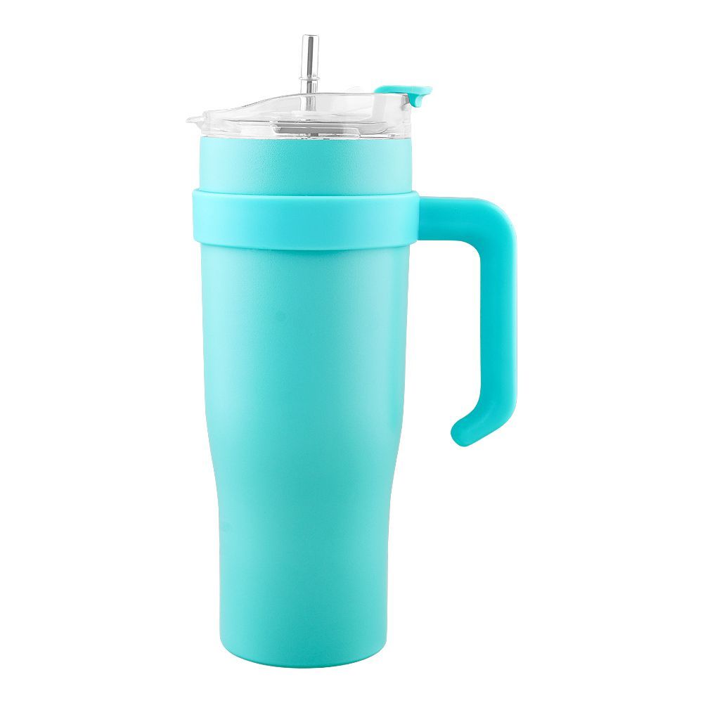 Stainless Steel Insulated Travel Coffee Tumbler with Handle & Straw Lid, Green, (9209) 0001184