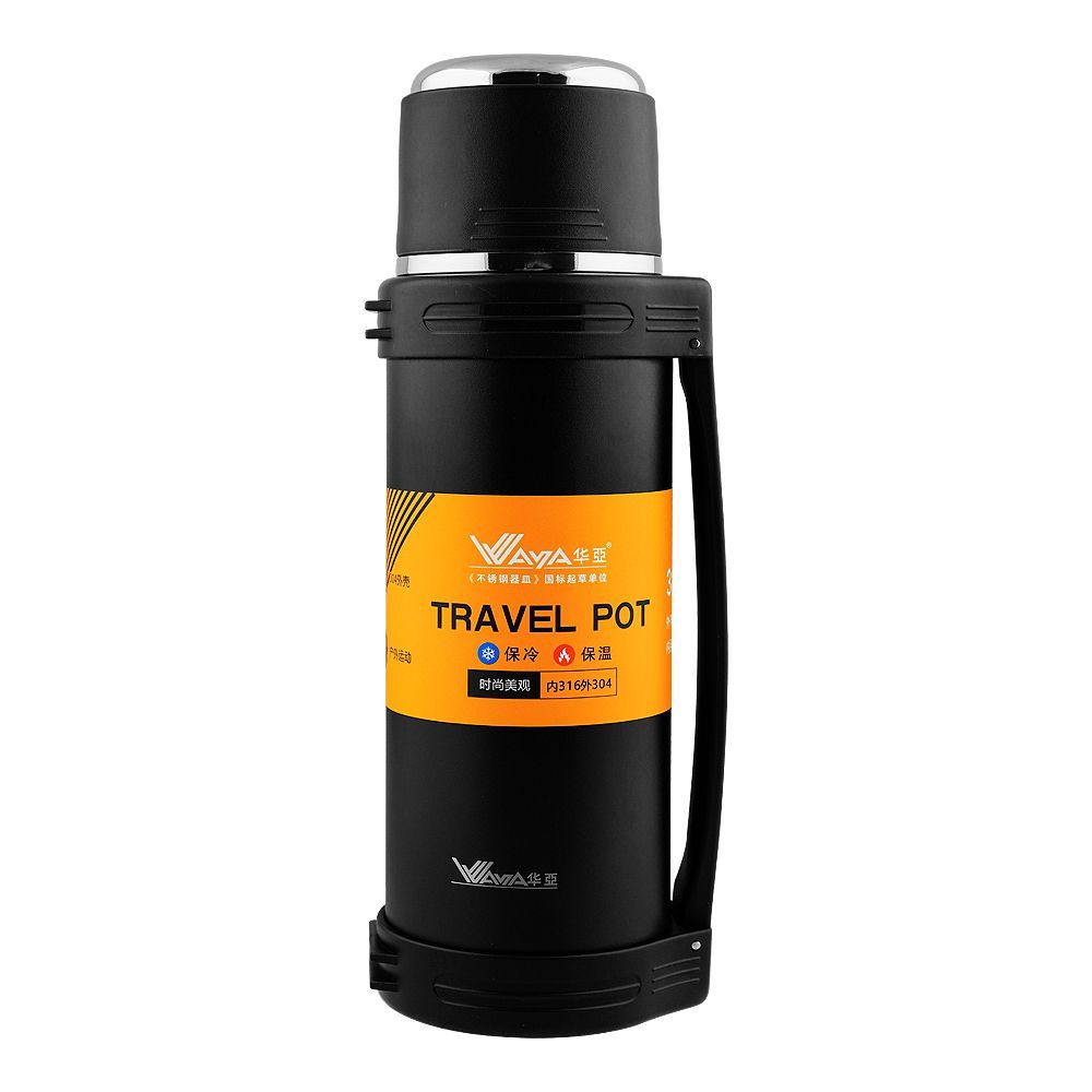 WAYA Portable Stainless Steel Thermos Water Bottle, 1700ml, Black, (HY13) 0001248