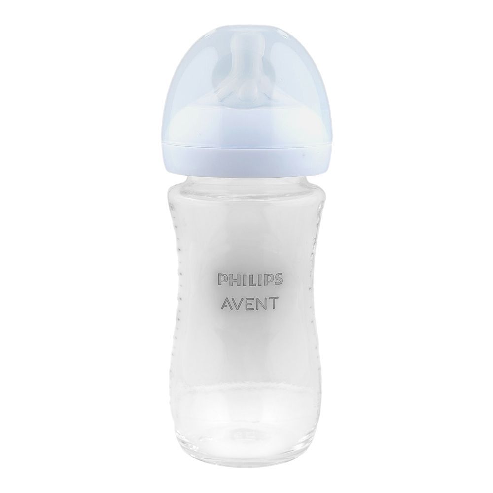 Avent Natural Response Baby Glass Feeding Bottle, For 1m+, 240ml, SCY933/01