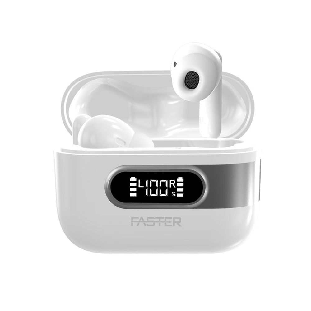 Faster Slickx Wireless Earbuds, 6H Playtime, White, FBT-230