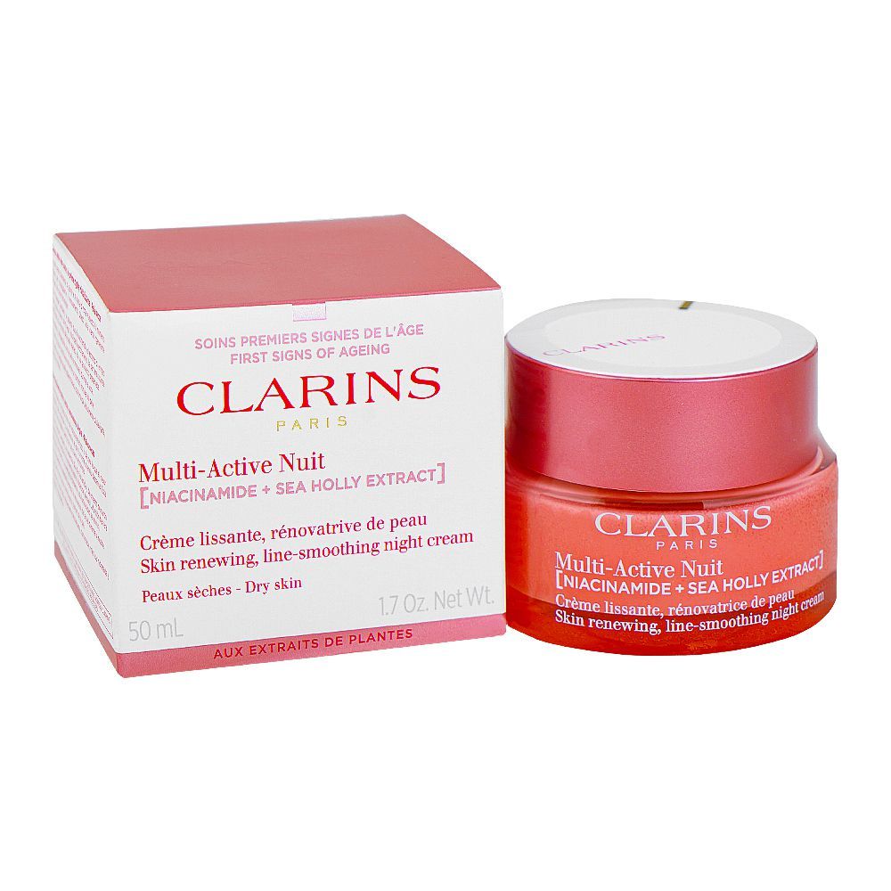 Clarins Paris Multi-Active Face Night Cream with Niacinamide+Sea Holly Extract, For Dry Skin, 50ml