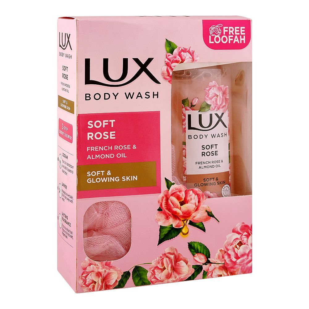 Lux Soft Rose Body Wash with French Rose & Almond Oil, Paraben Free, Free Loofah, 520ml