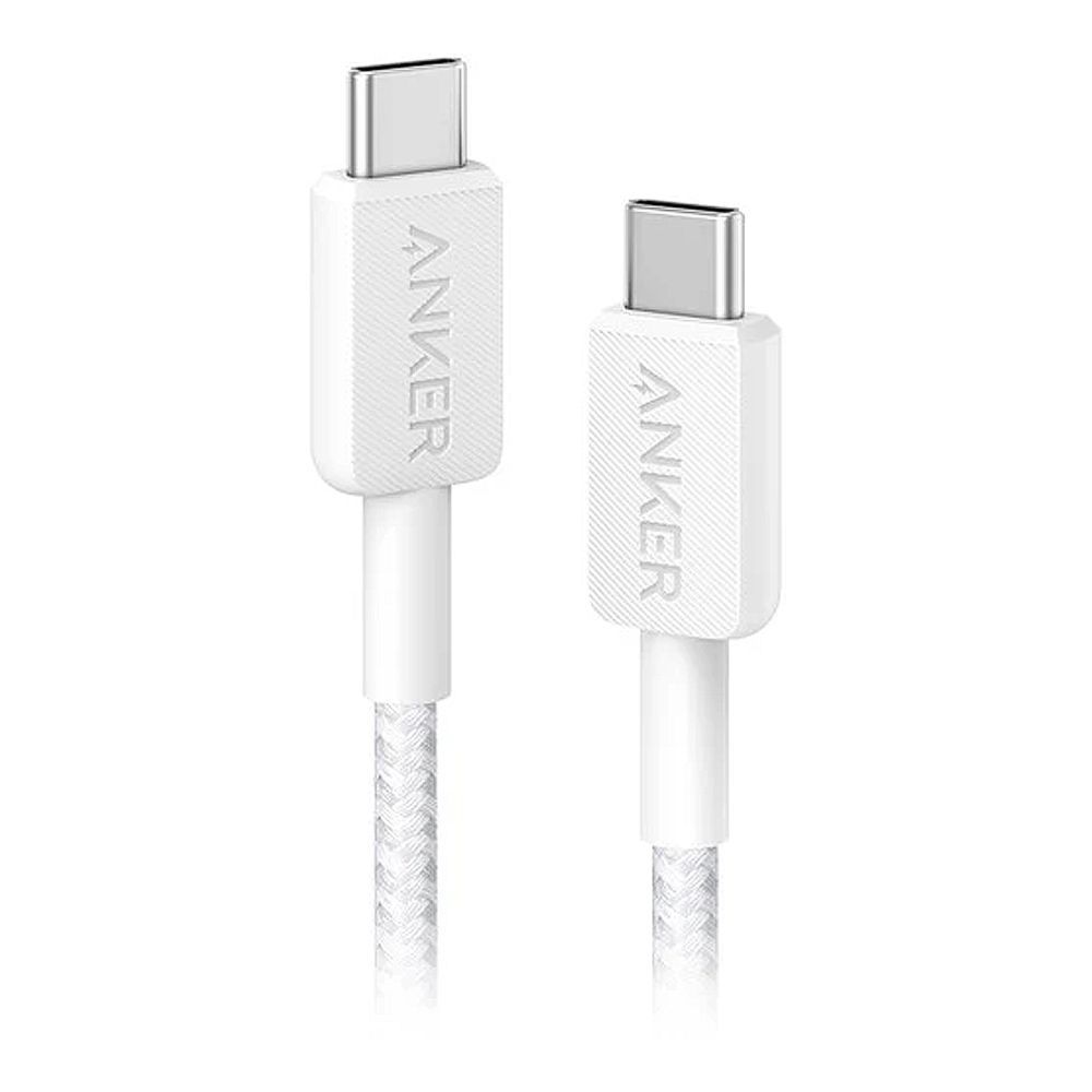 Anker 322 USB-C To USB-C Braided Cable (3ft, 60W), White, A81F5H21