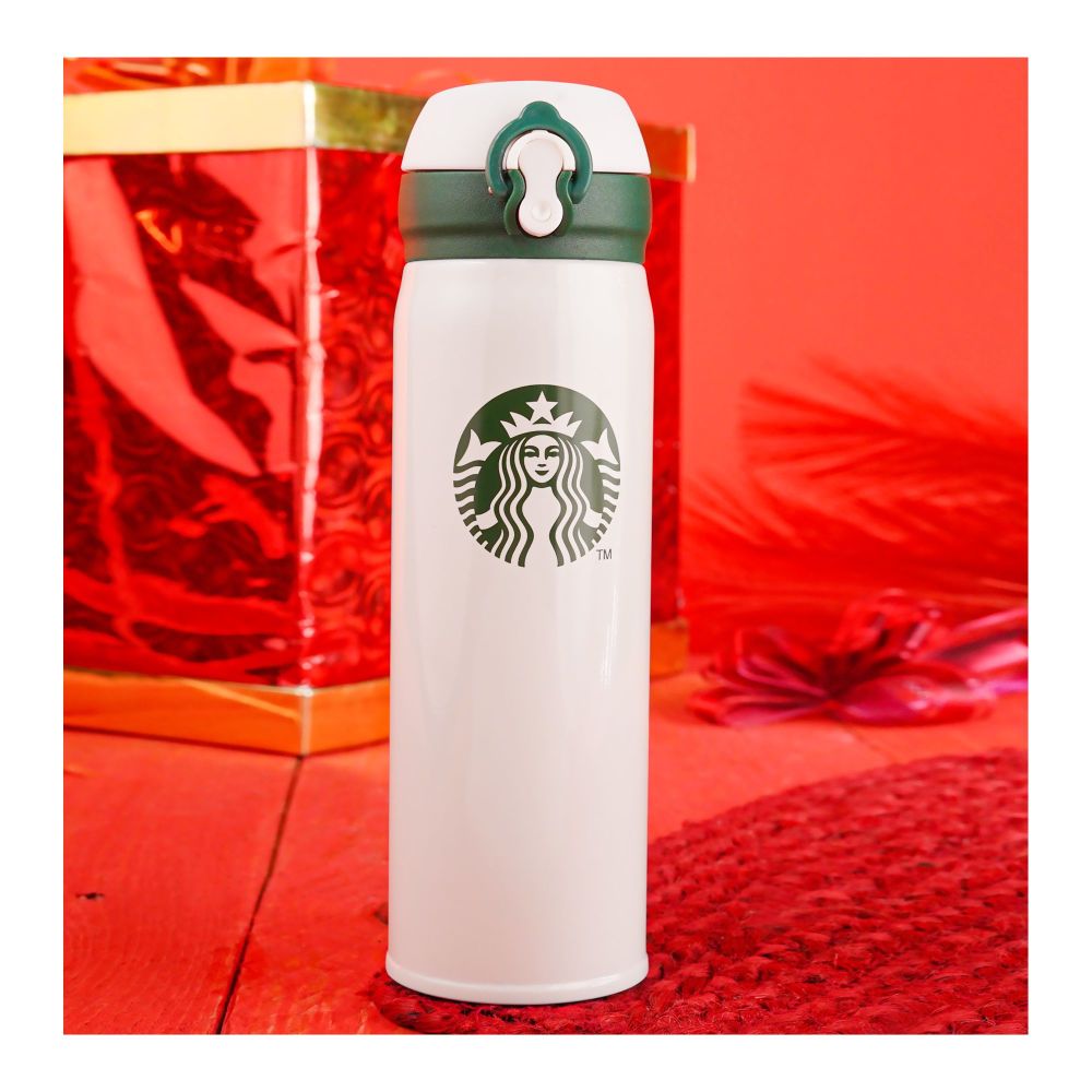 Starbucks Stainless Steel Thermos Water Bottle, 500ml, Green & Cream, I-9