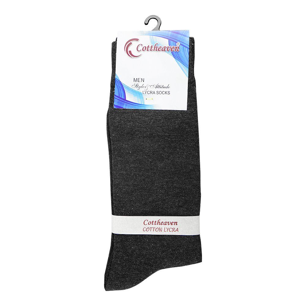 Cottheaven Men's Cotton Lycra Socks, Charcoal, 1-Pair