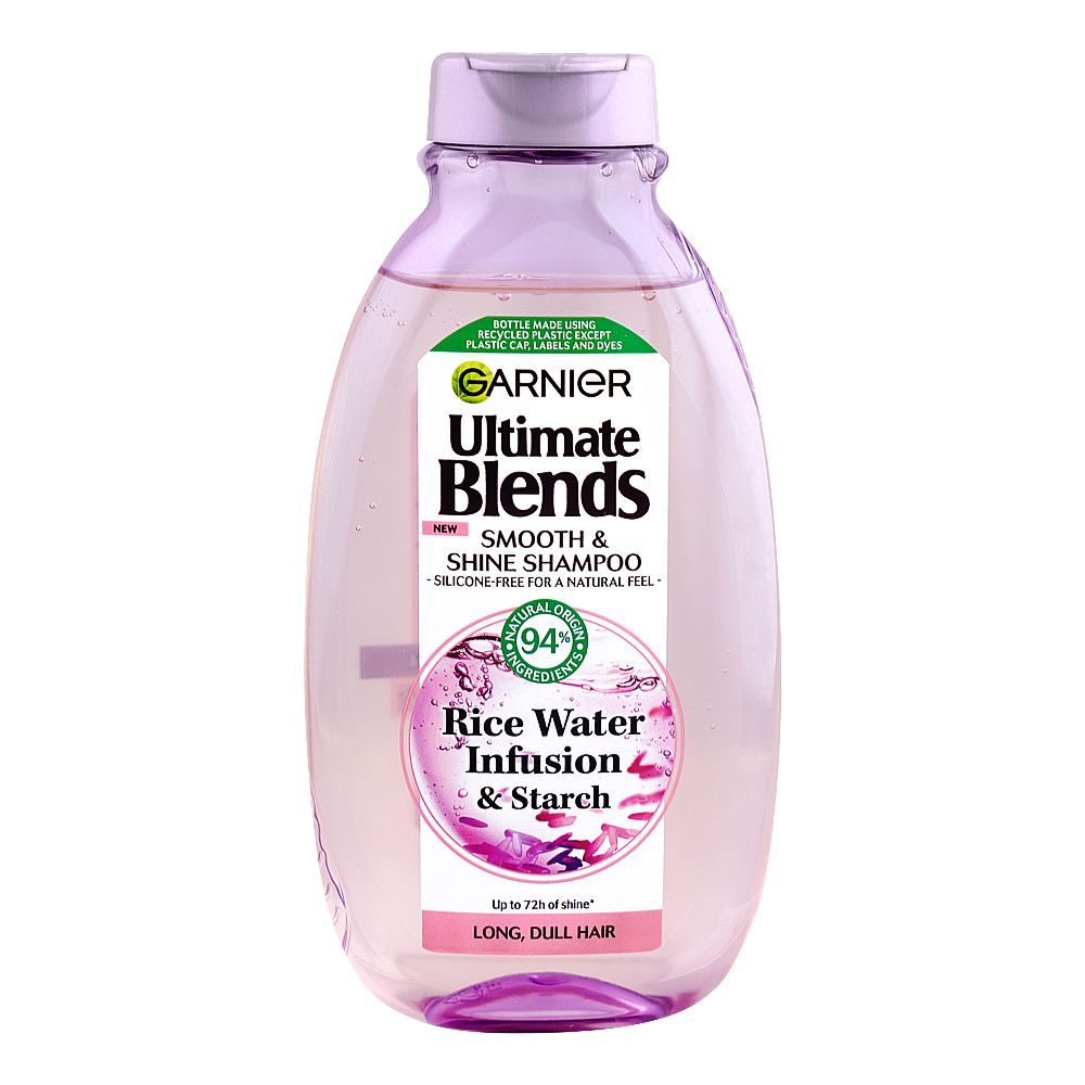 Garnier Ultimate Blends Smooth & Shine Shampoo with Rice Water, For Long & Dull Hair, 300ml