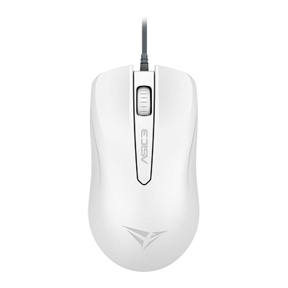 Alcatroz Asic 3 High-Resolution 1600 CPI USB Optical Wired Mouse, White