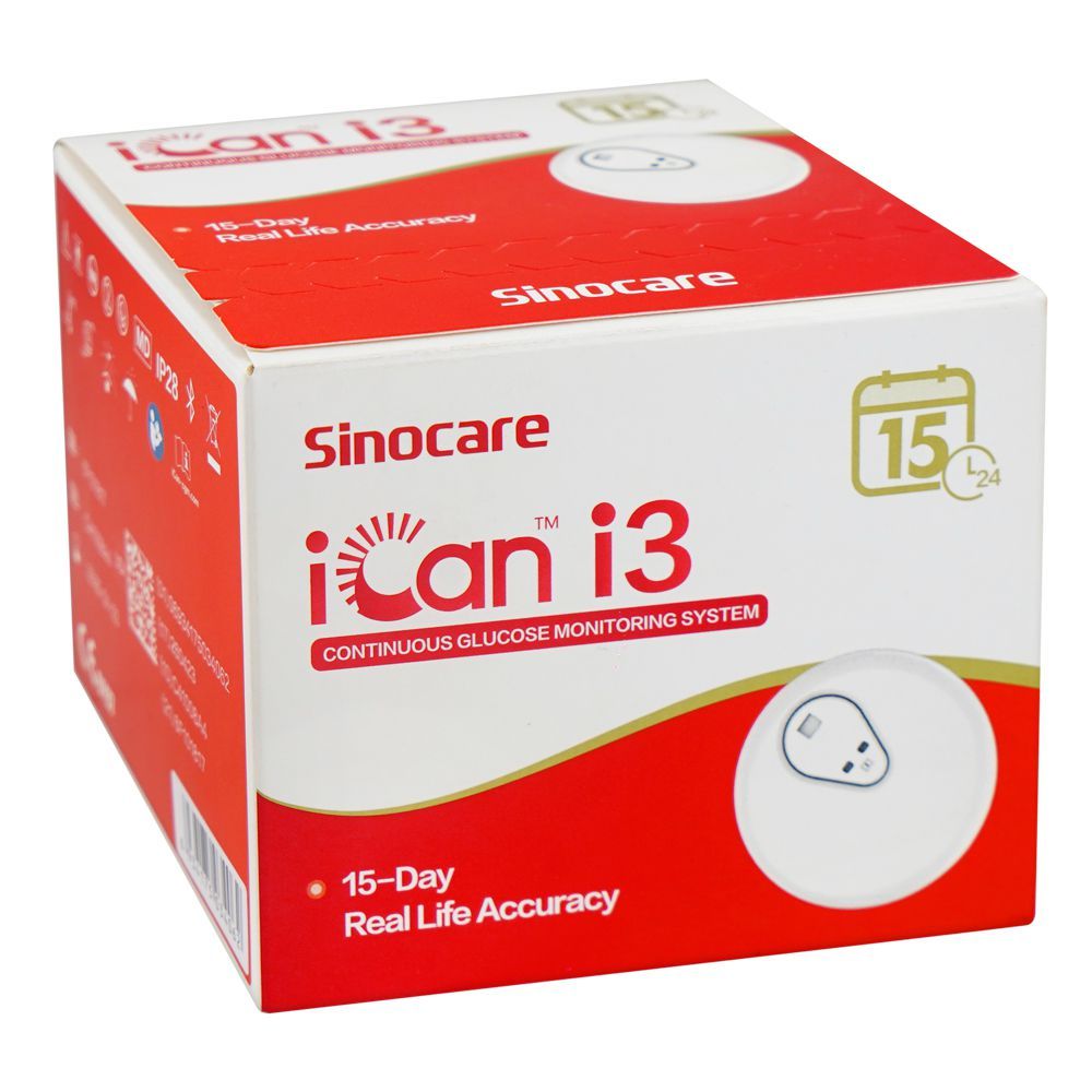 Sinocare iCan CGM System, 15-Day Wear, iCan CGM APP, 3-Min Readings, Fewer Finger Pricks, 1 Pack