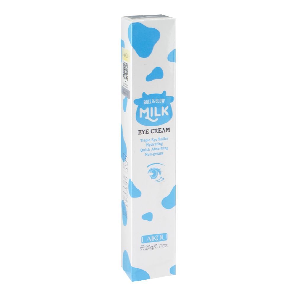 Laikou Roll & Glow Milk Eye Cream, Triple Eye Roller Removes Dark Circles, 20g, LK97554C