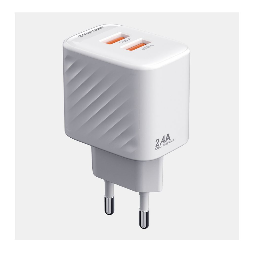 West Point 2.4A Wall Charger, White, WP-11