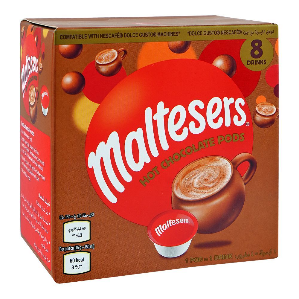 Maltesers Hot Chocolate Pods, Compatible with Dolce Gusto Machines, 8-Pack