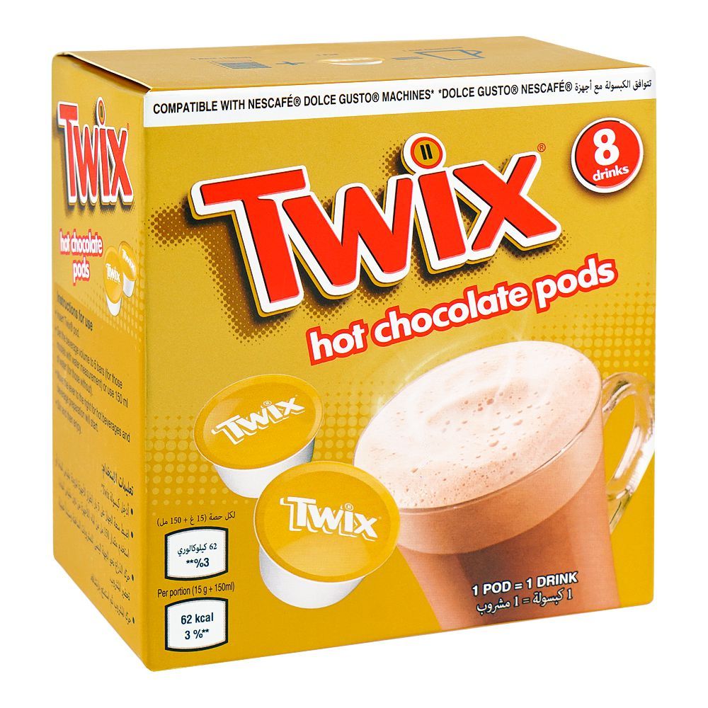 Twix Hot Chocolate Pods, Compatible with Dolce Gusto Machines, 8-Pack