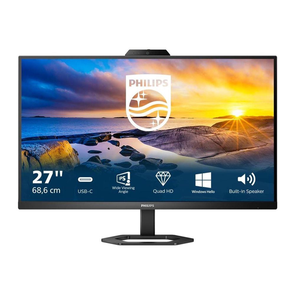 Philips 27" Ergo-Base LED Monitor with 5.0 Megapixel Built-In Windows Webcam, 27E1N5600HE