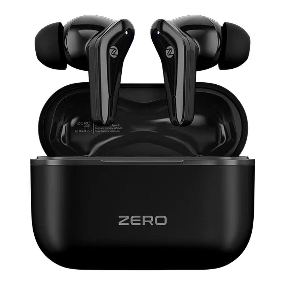 Zero Vibe Z Buds Wireless Earbuds, 40H Playtime, IPX4 Waterproof, Jet Black