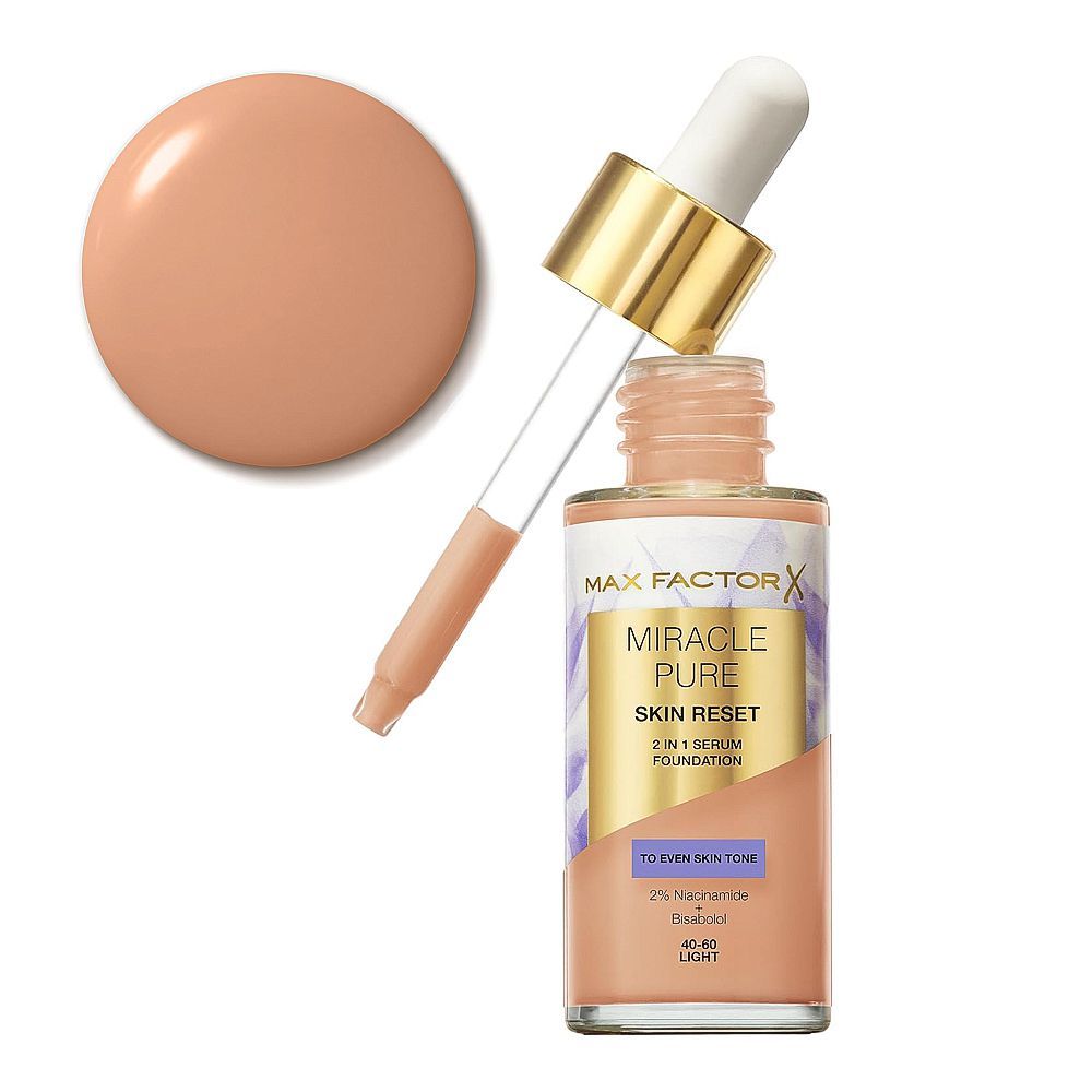 Max Factor Miracle Pure Skin Reset 2in1 Serum Foundation, 30ml,  40-60 Light