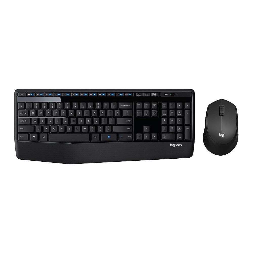 Logitech Wireless Keyboard & Mouse Combo With Palm Rest, Black, MK345 ...