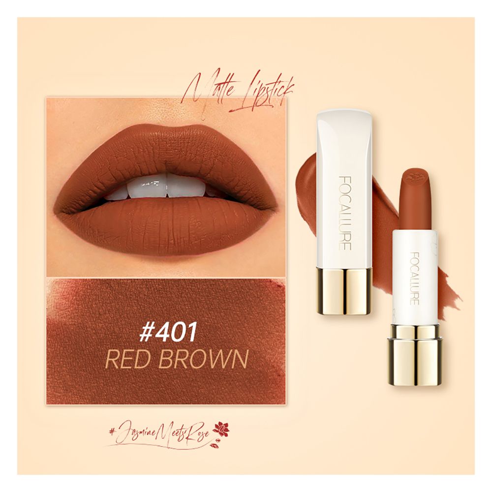 Focallure Pure Matte Lipstick, FA-203 - 401 Red Brown