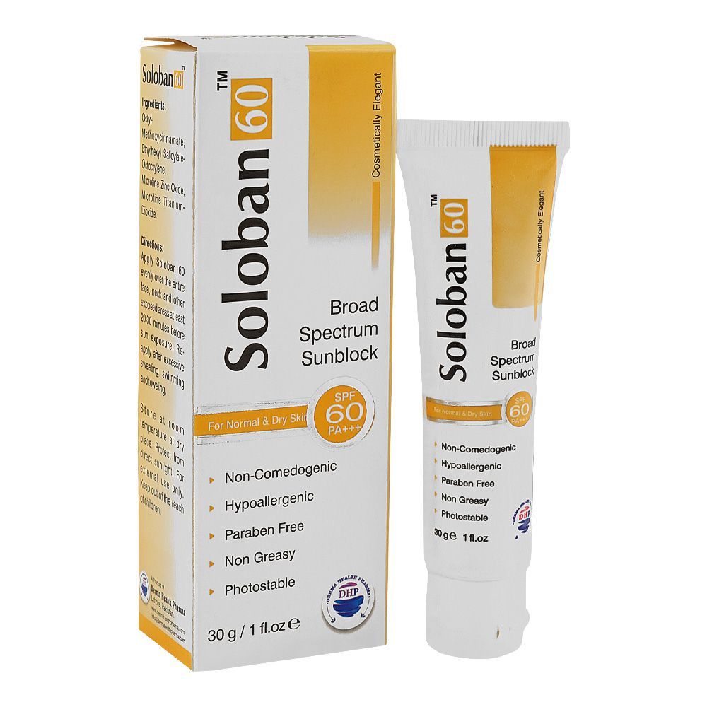Derma Health Pharma Soloban Sun Block Cream, SPF 60, PA+++ Paraben Free ...