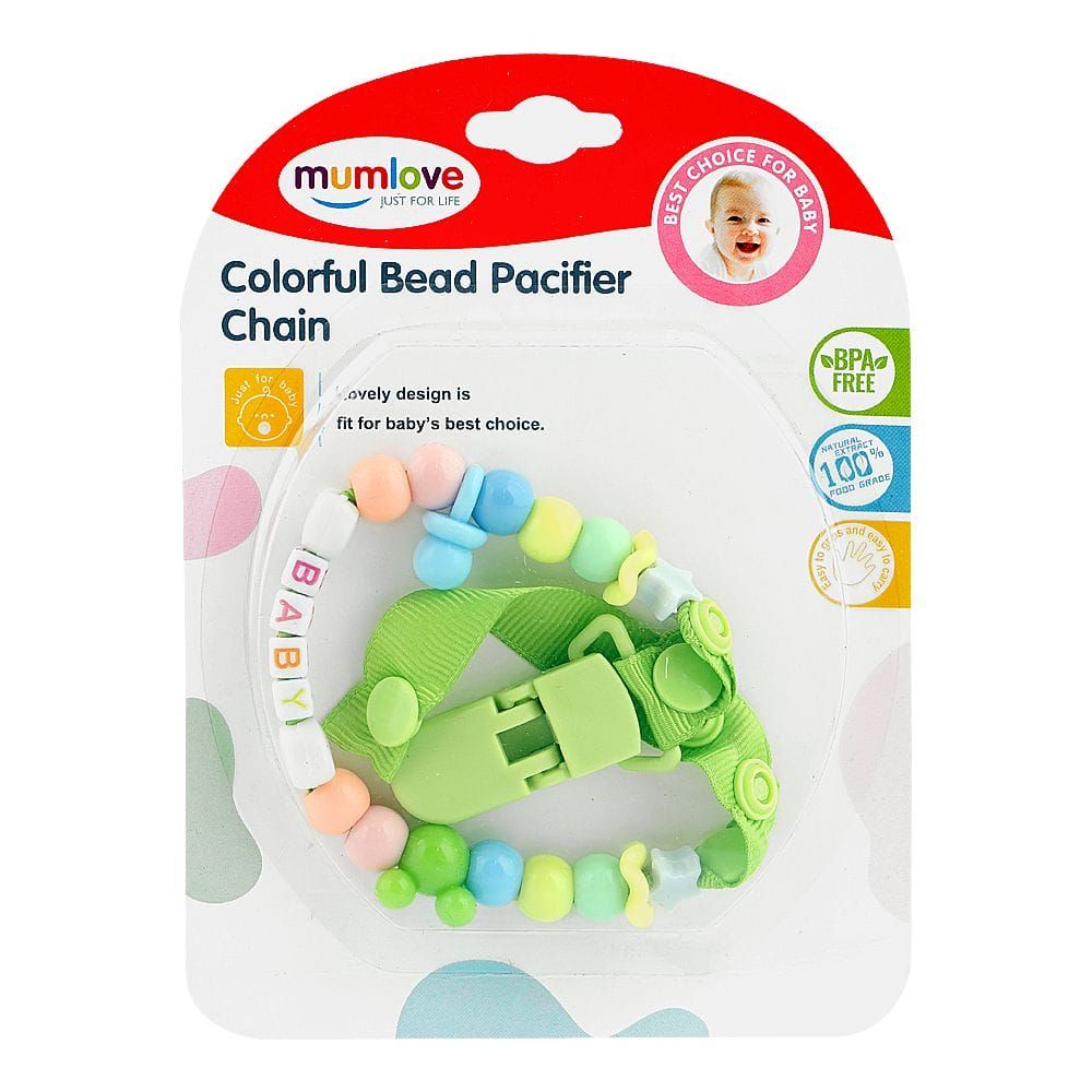 Baby Pacifier With Beads Chain Green