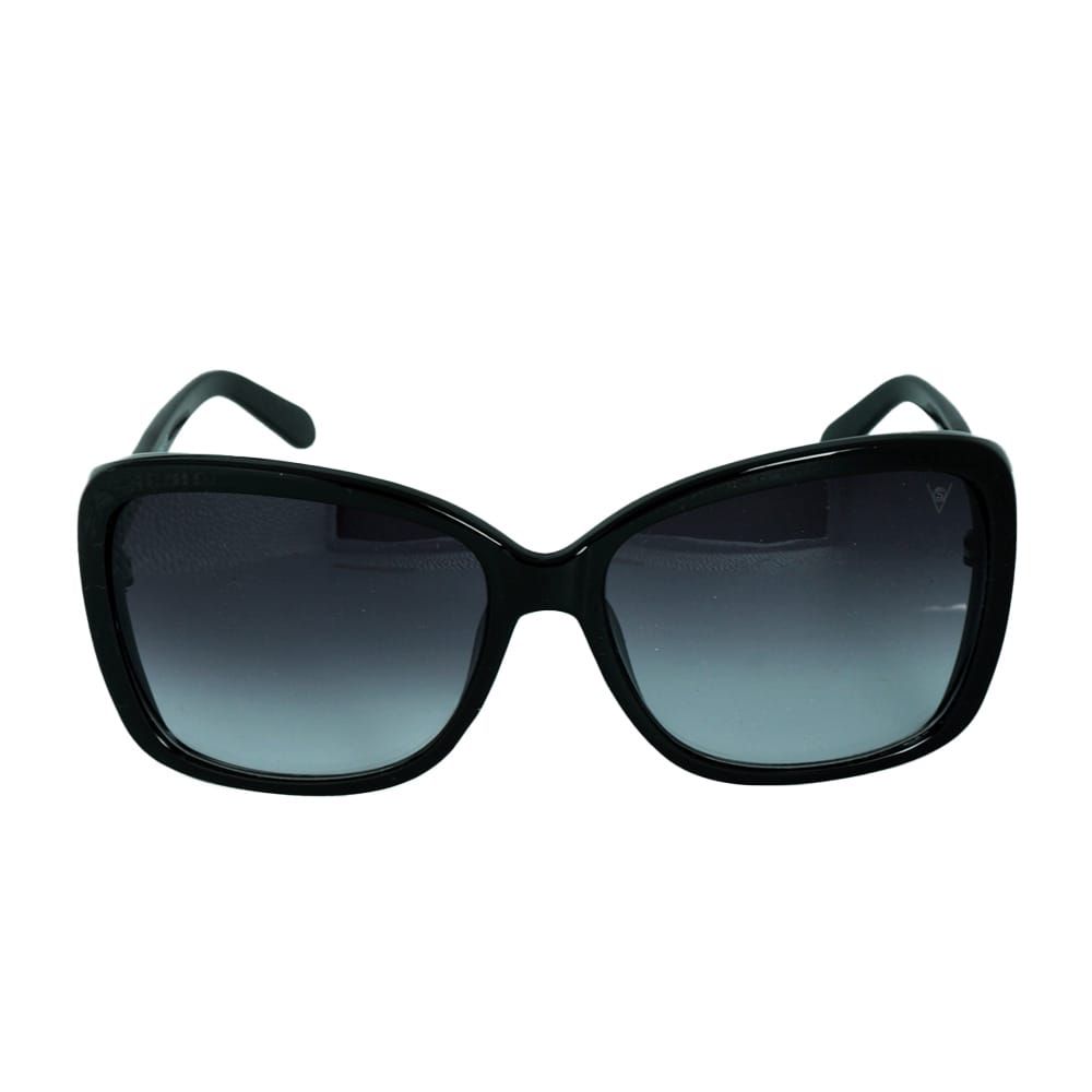 Women's Double Shade Black Lens Sunglasses, Black Frame, V-1422