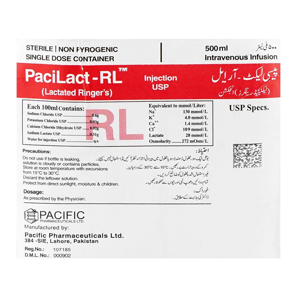 Injection Raulac Pacific Pharmaceuticals PaciLact-RL Injection USP, 500ml