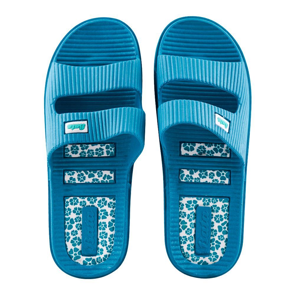 Bata Women's Rubber Slide Slippers, Sky Blue, 6727347