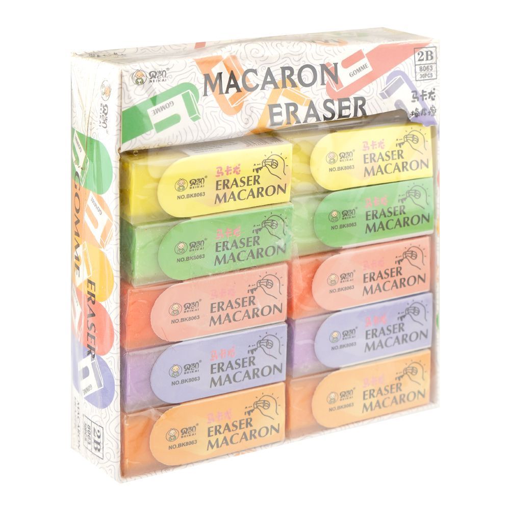UBS Beikai Macaron Eraser, Assorted Colors, For DIY School Kits, 1-Pack, 8063