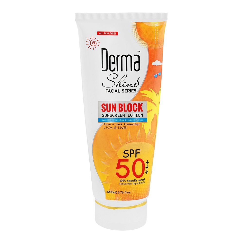 Derma Shine Sun Block SPF50 Sunscreen Lotion, 200ml