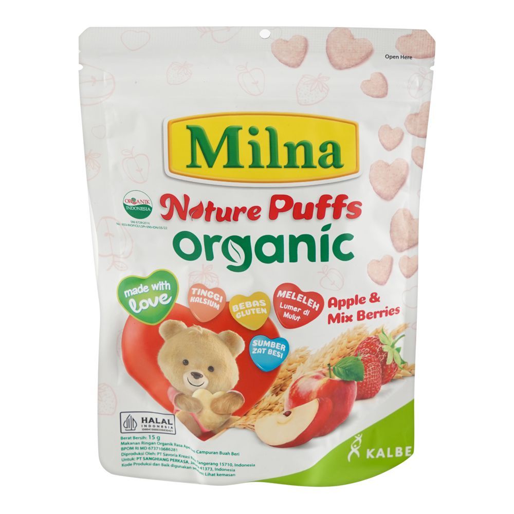 Milna Nature Puffs Organic Apple & Mix Berries, 15g