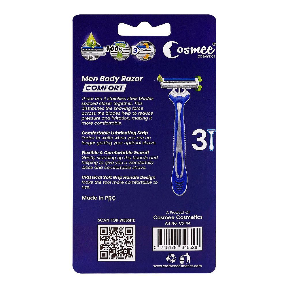Body Rozar Man Cosmee Men Comfort Body Razor, 3-Pack