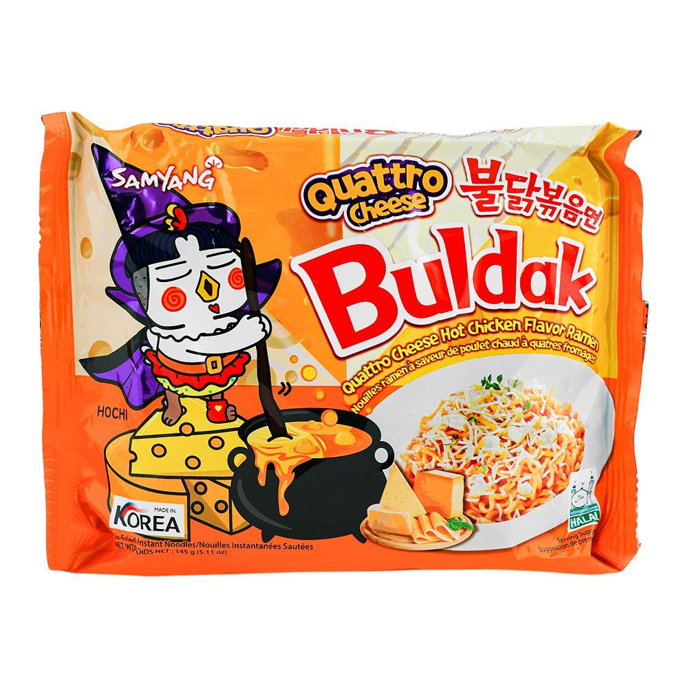 Samyang Buldak Quattro Cheese Hot Chicken Stir-Fried Noodle, 145g