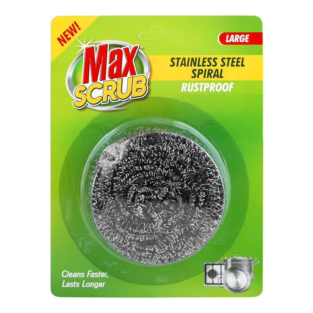 Max Scrub Stainless Steel Spiral, Rust Proof, Large