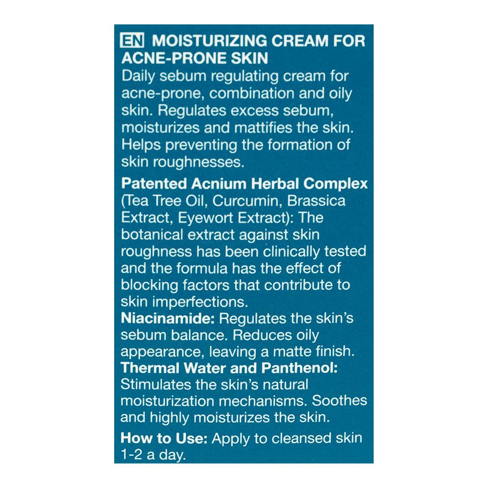 Bioxcin Acnium Clinical Moisturizing Cream, Non-Comedogenic, For Acne ...