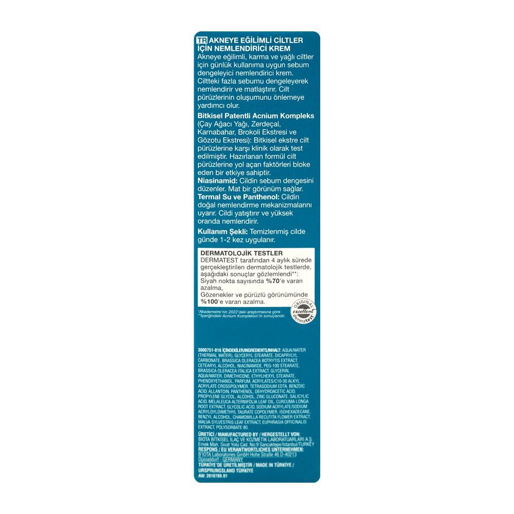 Bioxcin Acnium Clinical Moisturizing Cream, Non-Comedogenic, For Acne ...