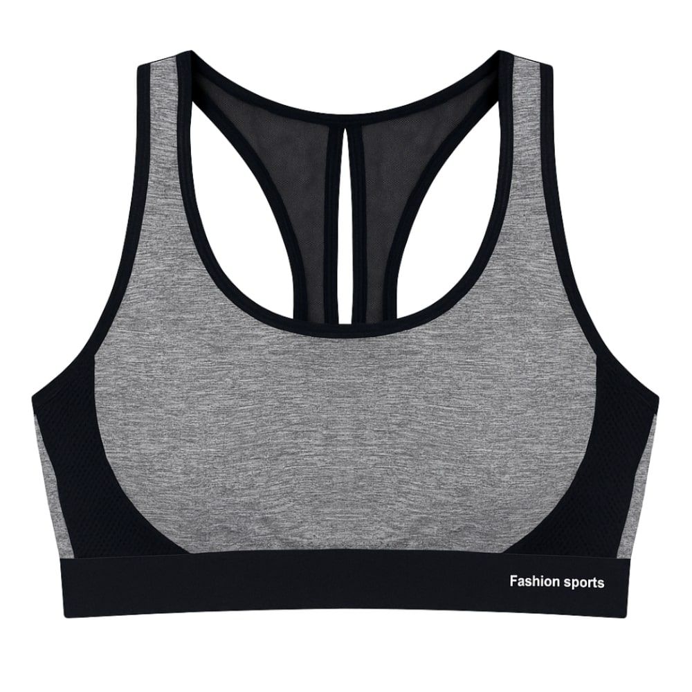 Sajiero Women's Sport Bra, Spander, Active Core, Racerback Design, Grey ...