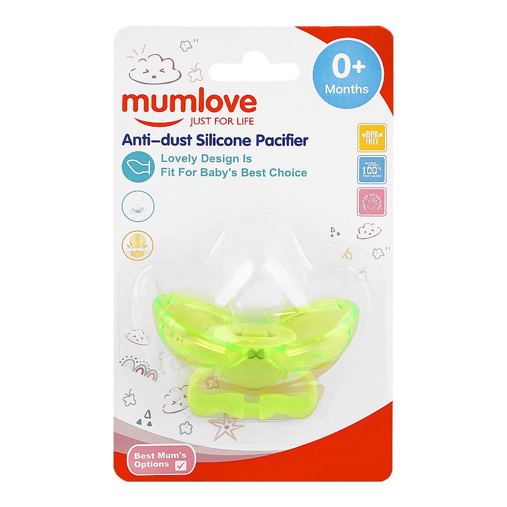 Mum Love Anti-Dust Silicone Pacifiers, BPA Free, For 0+ Months, Green ...