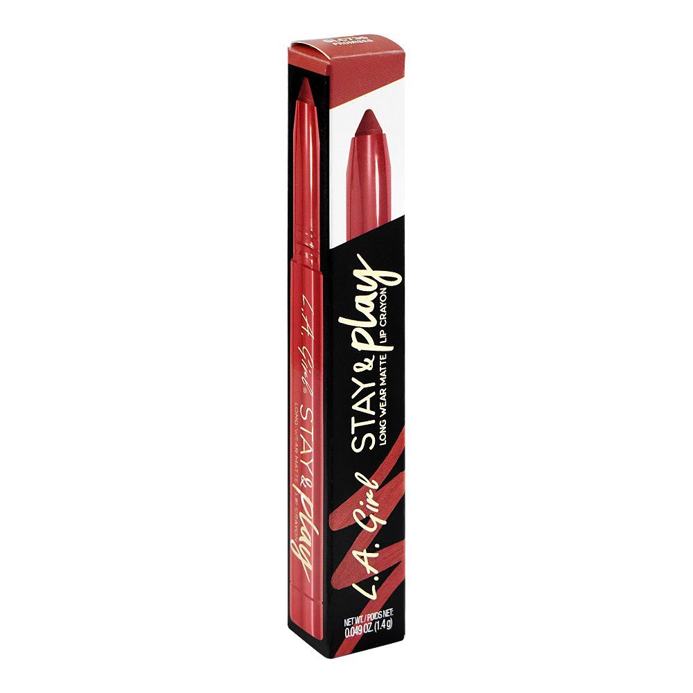 L.A. Girl Stay & Play Long Wear Matte Lip Crayon, GLC735 Promises, 1.4g