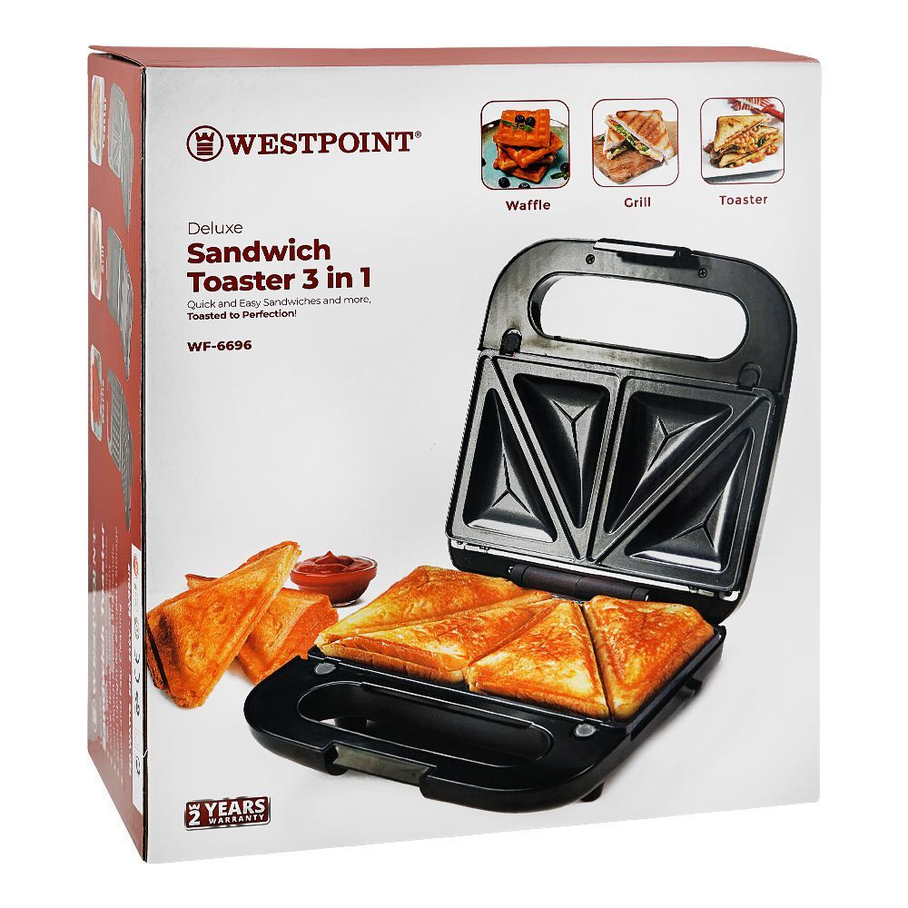 West Point 3-In-1 Deluxe Sandwich Toaster, 750W, 220-240V, WF-6696