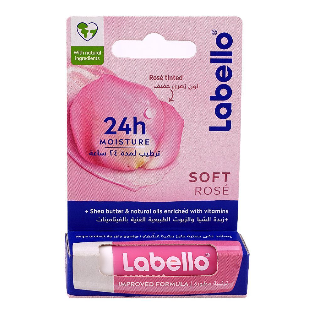Labello Soft Rose Shine Caring Lip Balm, Shea Butter, Mineral Oil Free ...