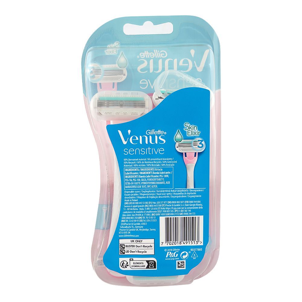 Venus Razor Pack Gillette Venus Sensitive Disposable Razor For Women, 3-Pack