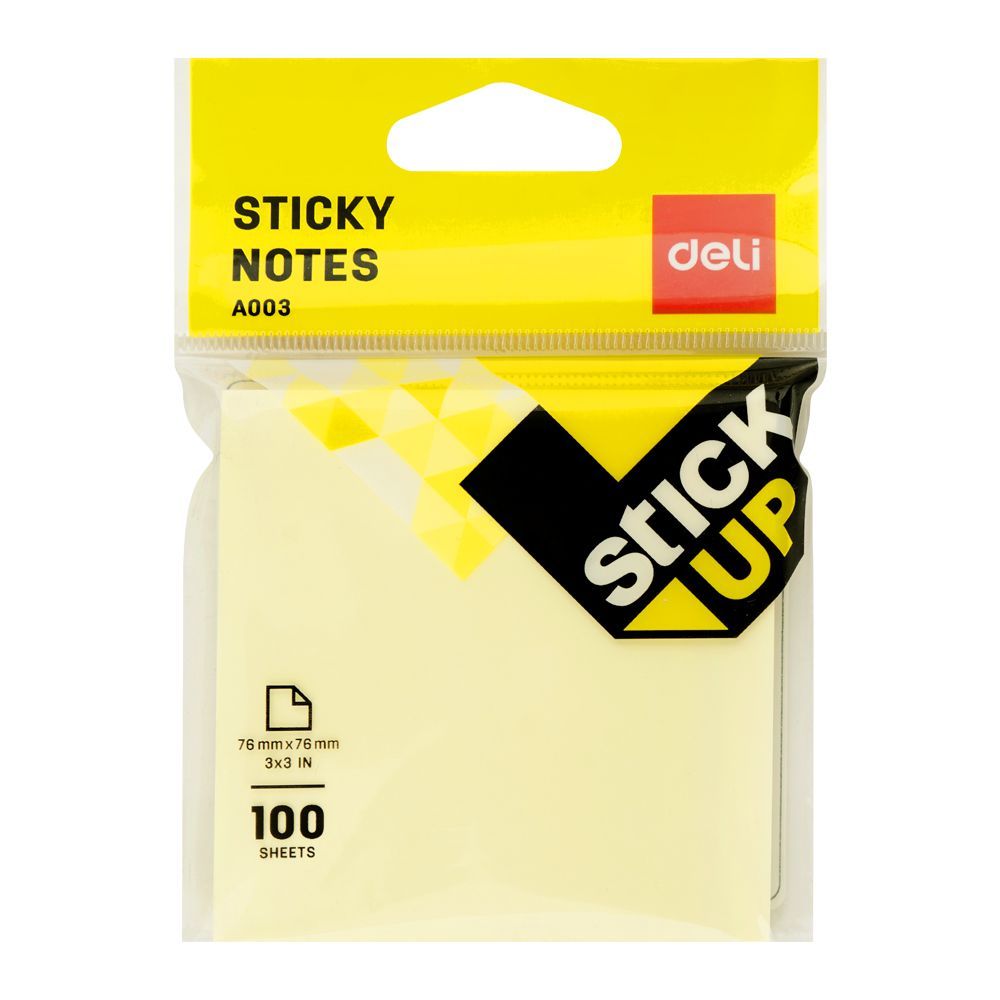 Deli Sticky Notes, Yellow, EA00352, 100-Sheets, 3 X 3 Inches