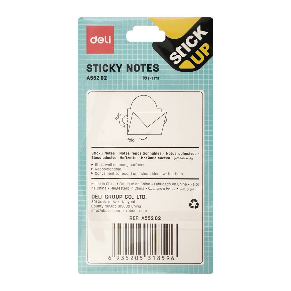 Deli Sticky Notes, Assorted Color, EA55202, 15-Sheets, 3 X 4 Inches
