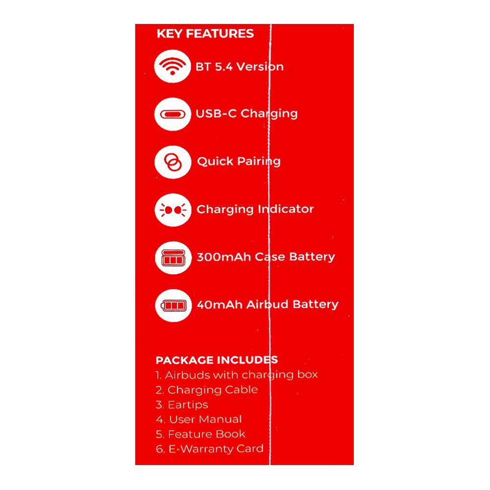 Audionic Dual Mic ENC Airbud-745 Ion, 40 Hours Play Time, 300mAh Case ...